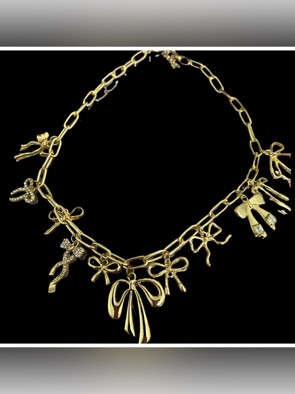 Gold Bow Adjustable Charm Necklace!